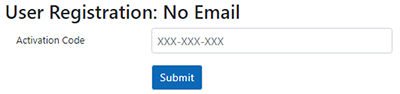 Registration form with no email - Activation Code. Registration form with no email - Activation Code.